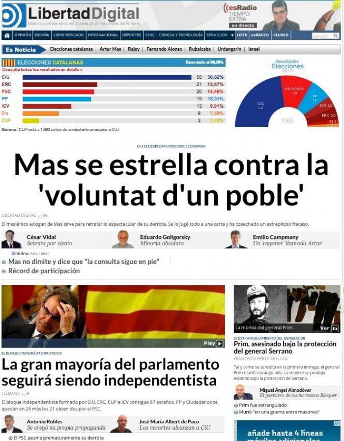 Las elecciones catalanas del 25-N en los medios de comunicación (FOTOS)