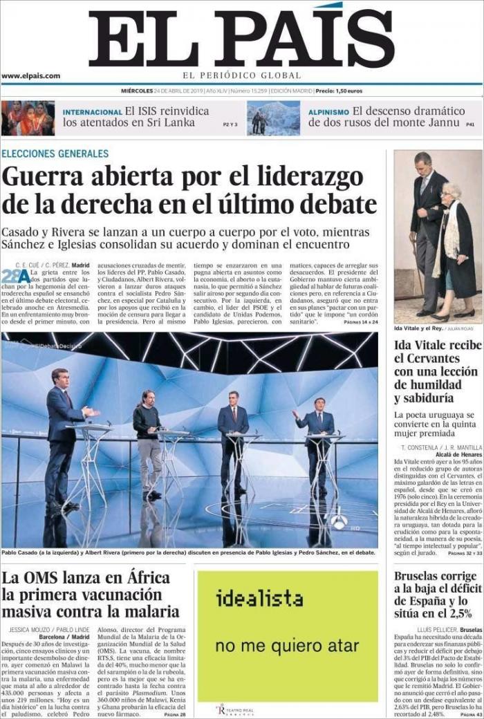 La bronca entre la derecha en el debate de Atresmedia copa las portadas de la prensa nacional