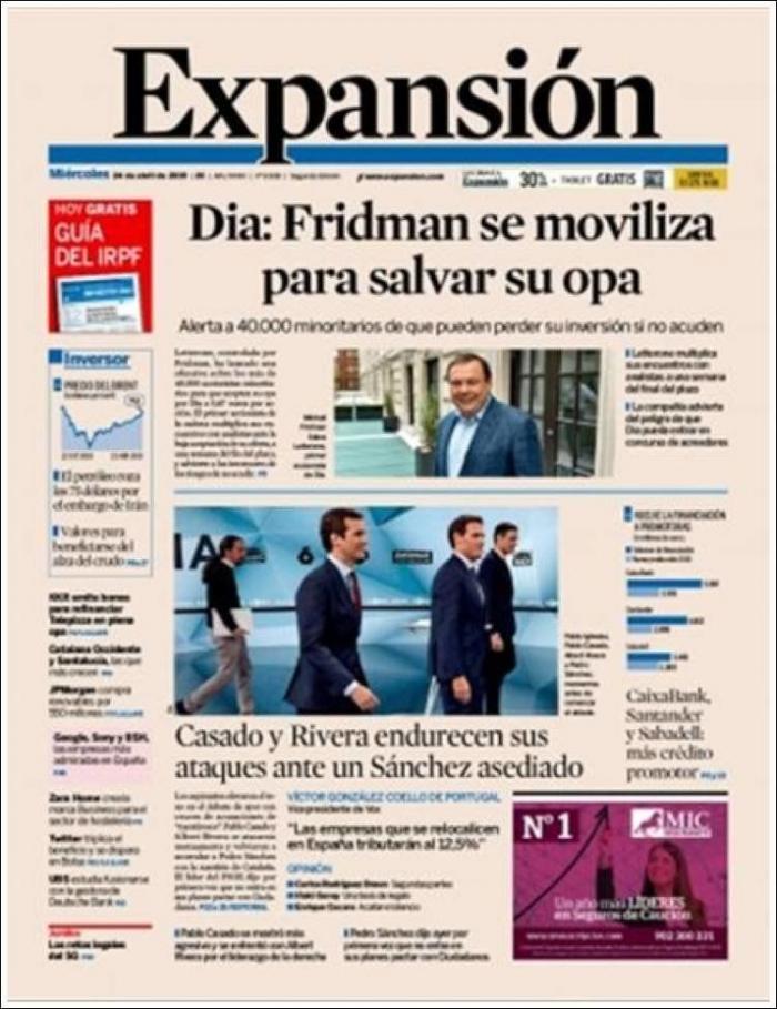 La bronca entre la derecha en el debate de Atresmedia copa las portadas de la prensa nacional