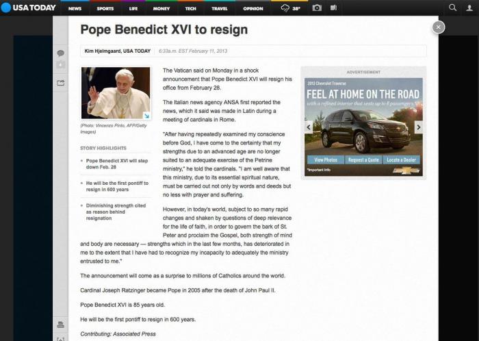 El papa lleva marcapasos y el Anillo del Pescador será destruido tras la renuncia