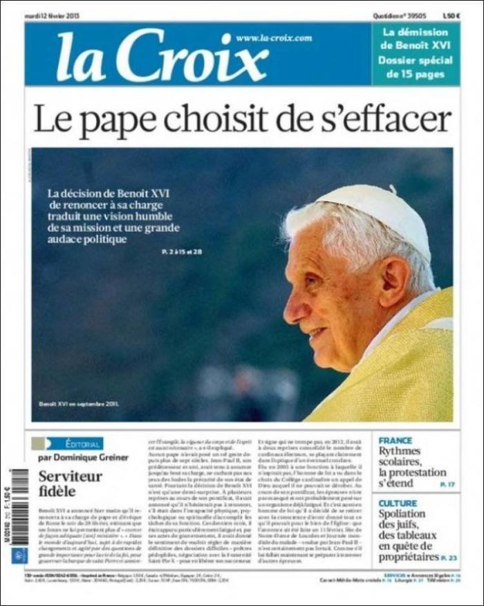El papa dimite: La renuncia de Benedicto XVI, en los periódicos del mundo (FOTOS)