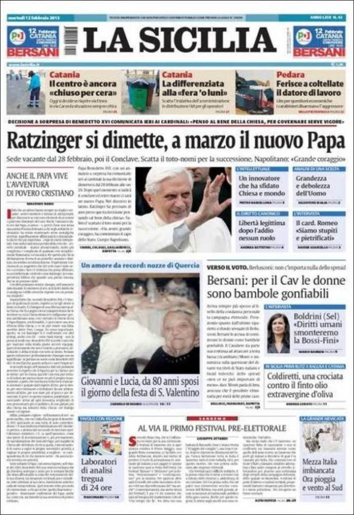 El papa dimite: La renuncia de Benedicto XVI, en los periódicos del mundo (FOTOS)