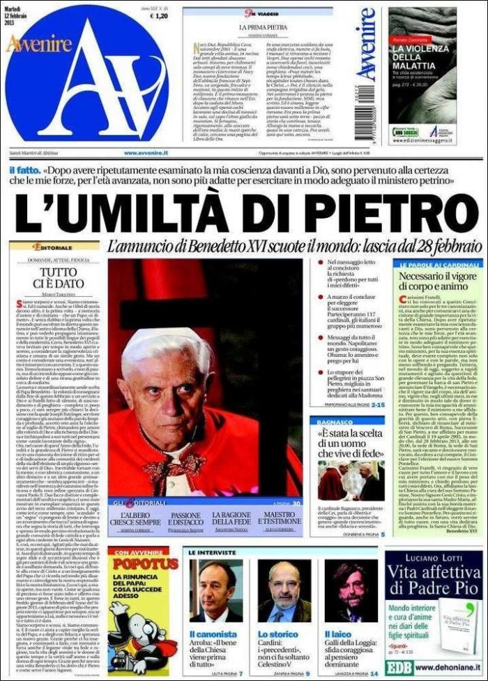 El papa dimite: La renuncia de Benedicto XVI, en los periódicos del mundo (FOTOS)