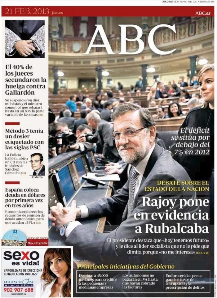 El CIS da la victoria en el debate del estado de la nación a Rajoy con 26,9 puntos de diferencia sobre Rubalcaba