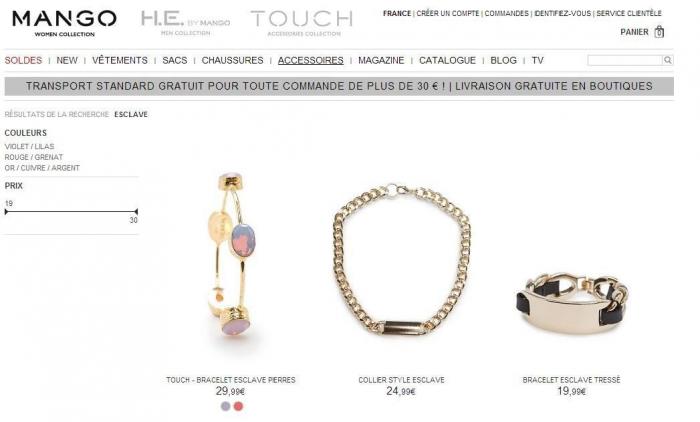 Mango vende "esclavas": polémica en Francia por la denominación de una línea de pulseras (FOTOS)