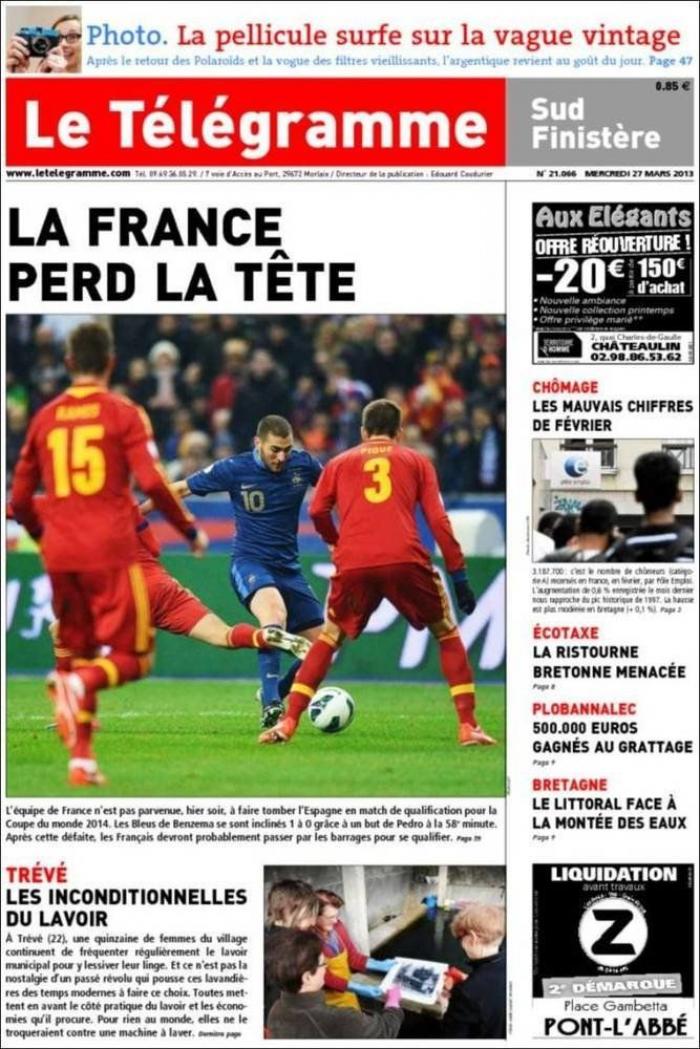 Francia-España: La prensa recoge la superioridad de La Roja en París (FOTOS)