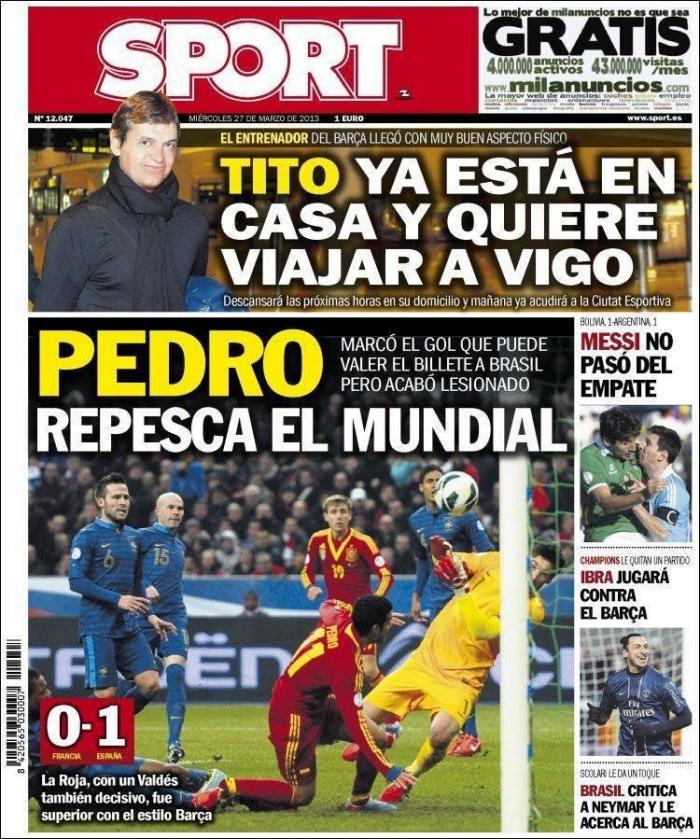 Francia-España: La prensa recoge la superioridad de La Roja en París (FOTOS)