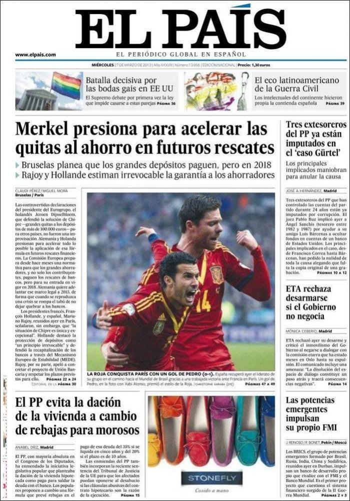 Francia-España: La prensa recoge la superioridad de La Roja en París (FOTOS)