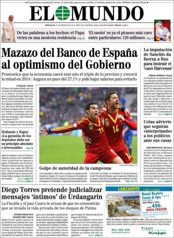 Francia-España: La prensa recoge la superioridad de La Roja en París (FOTOS)