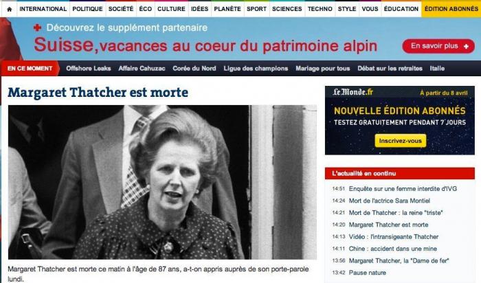 Muere Margaret Thatcher: la derecha sin contemplaciones pierde a su referente