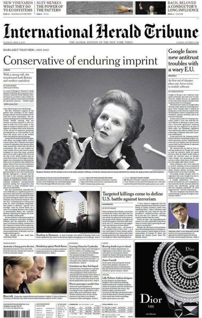 Muerte de Margaret Thatcher: las portadas británicas (FOTOS)