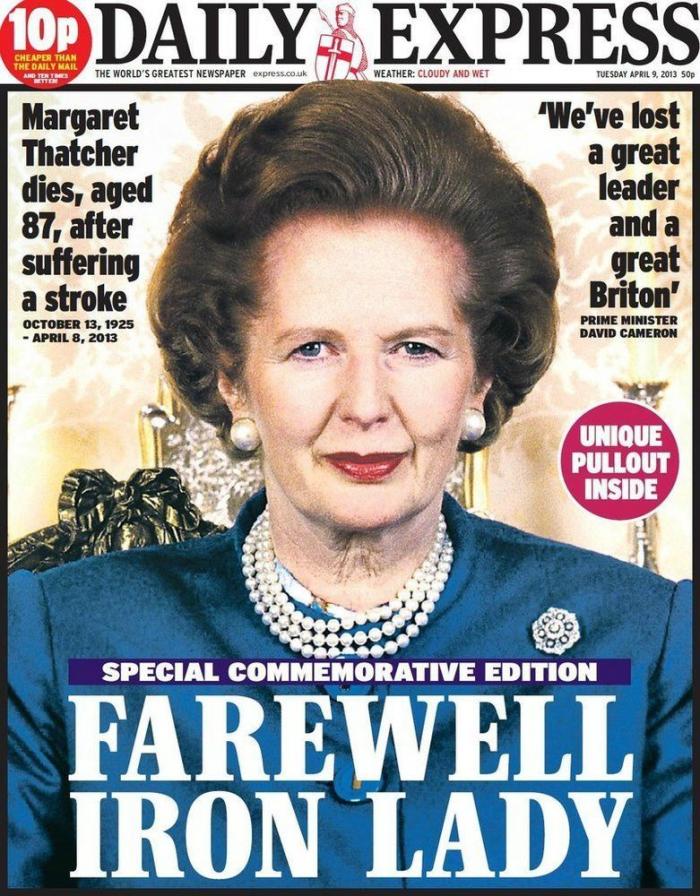 Muerte de Margaret Thatcher: las portadas británicas (FOTOS)