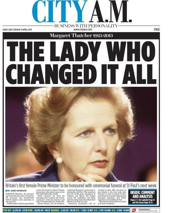 Muerte de Margaret Thatcher: las portadas británicas (FOTOS)
