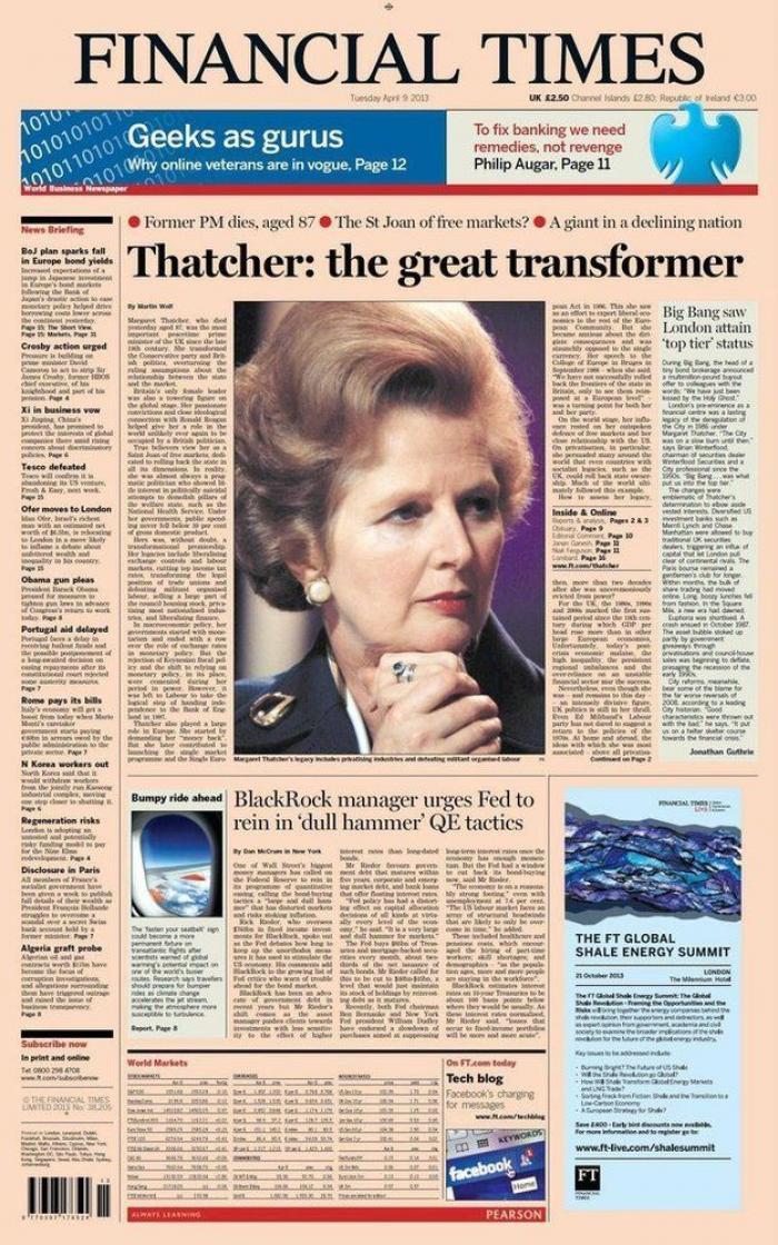 Muerte de Margaret Thatcher: las portadas británicas (FOTOS)