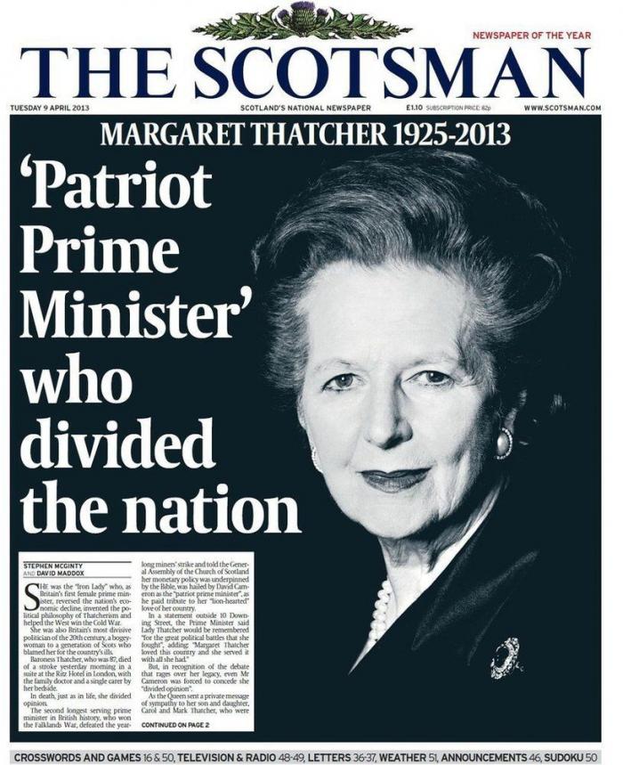 Muerte de Margaret Thatcher: las portadas británicas (FOTOS)