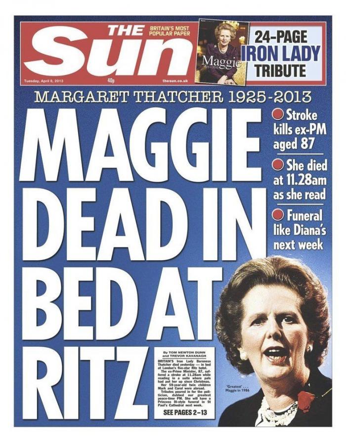Muerte de Margaret Thatcher: las portadas británicas (FOTOS)