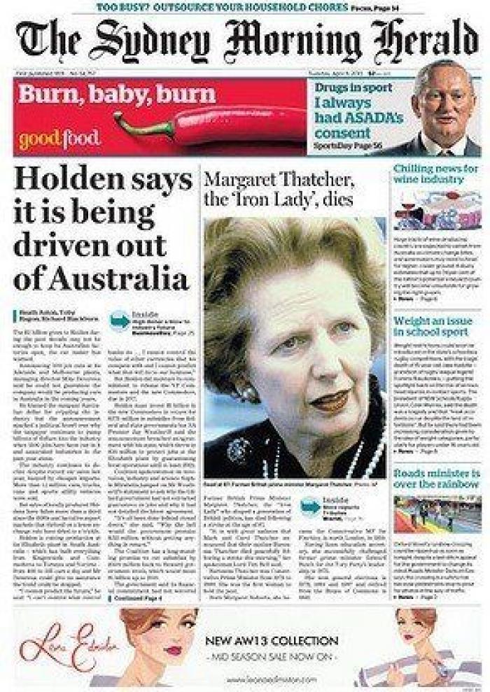 Muerte de Margaret Thatcher: las portadas británicas (FOTOS)