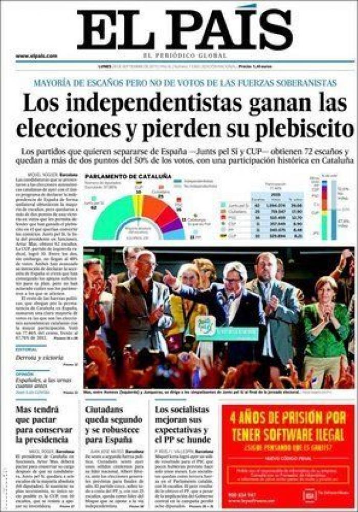 ¿Quién ha ganado el 27-S? Depende del periódico nacional que leas