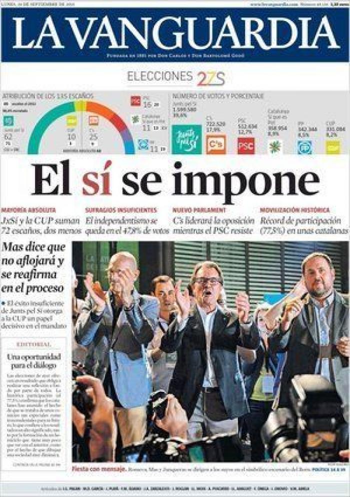 ¿Quién ha ganado el 27-S? Depende del periódico nacional que leas