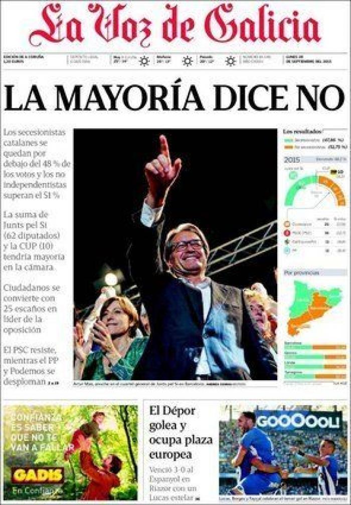 ¿Quién ha ganado el 27-S? Depende del periódico nacional que leas