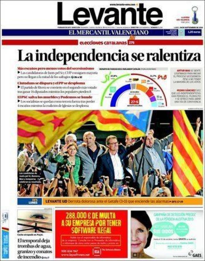 ¿Quién ha ganado el 27-S? Depende del periódico nacional que leas
