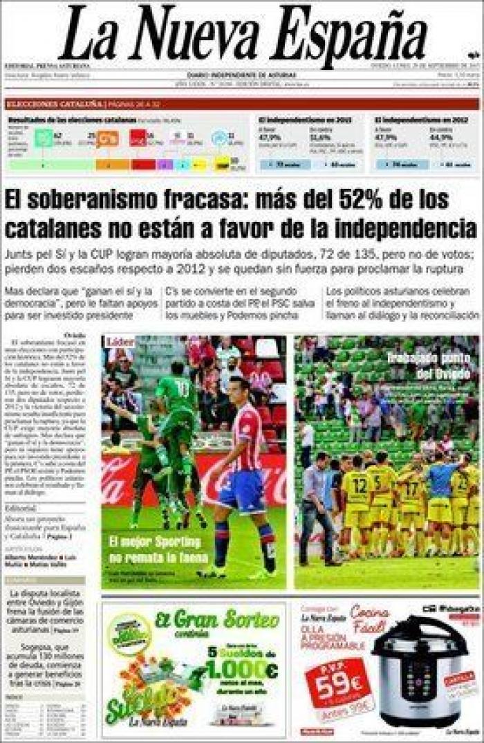 ¿Quién ha ganado el 27-S? Depende del periódico nacional que leas