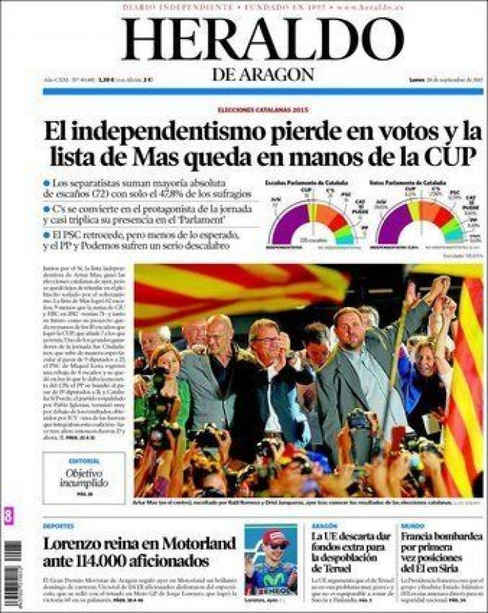 ¿Quién ha ganado el 27-S? Depende del periódico nacional que leas