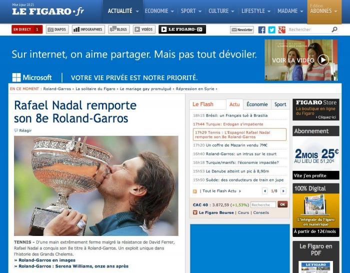 La prensa francesa se rinde a la octava victoria de Nadal en Roland Garros (FOTOS)