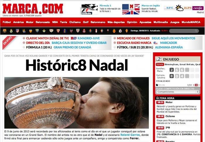 La prensa francesa se rinde a la octava victoria de Nadal en Roland Garros (FOTOS)