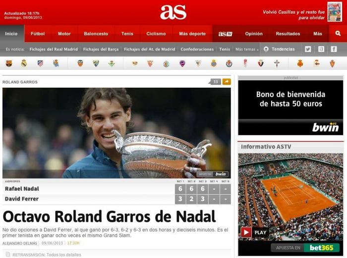 La prensa francesa se rinde a la octava victoria de Nadal en Roland Garros (FOTOS)