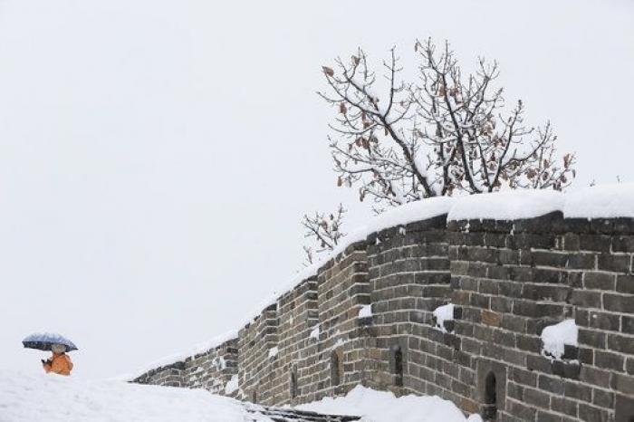Las bellas fotos de la muralla china cubierta de nieve