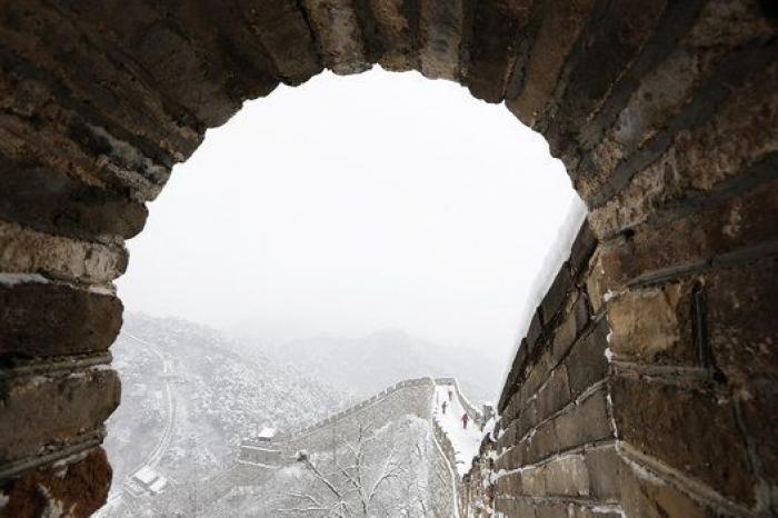Las bellas fotos de la muralla china cubierta de nieve