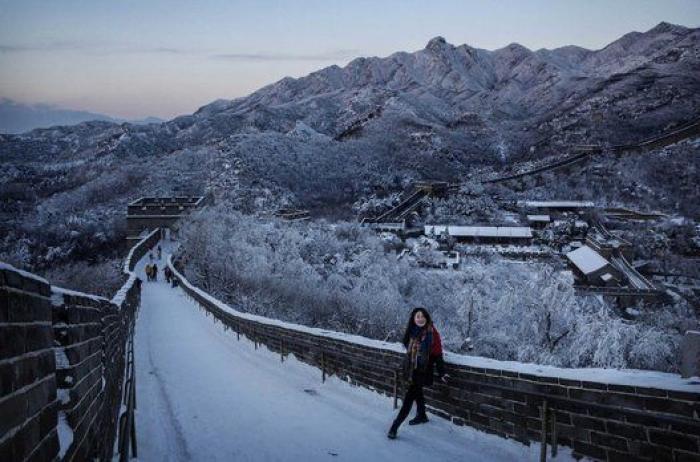 Las bellas fotos de la muralla china cubierta de nieve