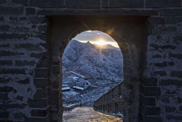 Las bellas fotos de la muralla china cubierta de nieve