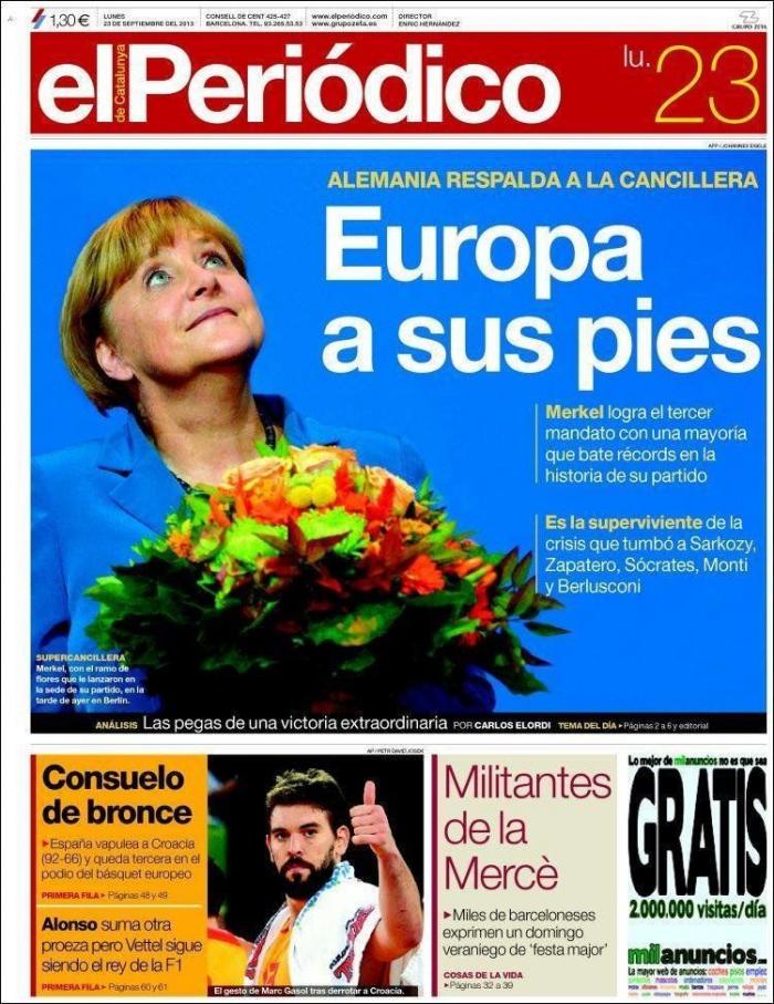 El triunfo de Merkel, en los periódicos (FOTOS)