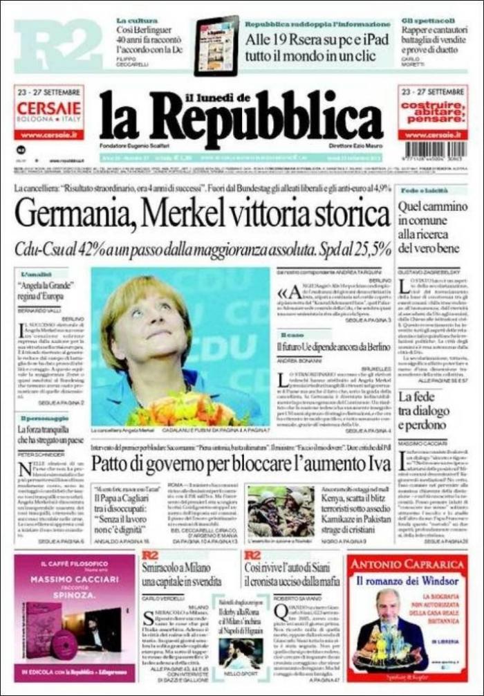El triunfo de Merkel, en los periódicos (FOTOS)
