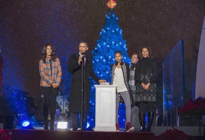 Los Obama encienden el árbol de Navidad de la Casa Blanca (FOTOS, VÍDEO)