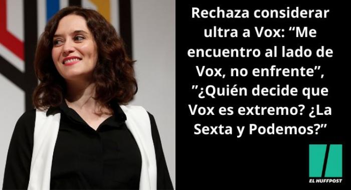Ayuso: "Desde luego, no soy de izquierdas"