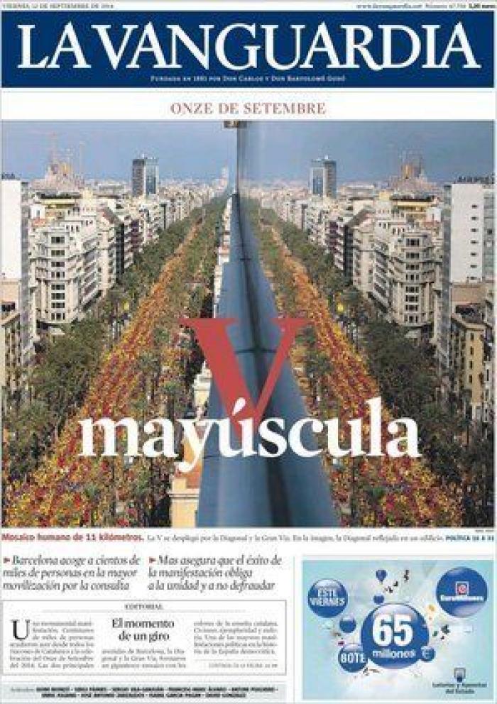 Diada 2014: La 'V' independentista en la prensa nacional... e internacional (FOTOS)