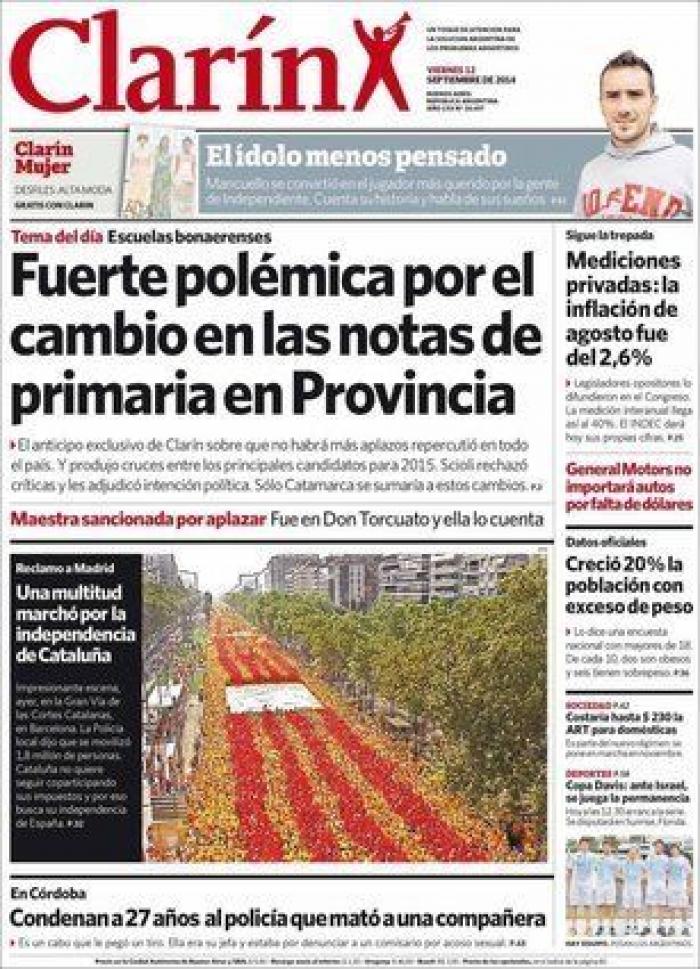 Diada 2014: La 'V' independentista en la prensa nacional... e internacional (FOTOS)