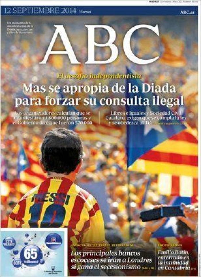 Diada 2014: La 'V' independentista en la prensa nacional... e internacional (FOTOS)