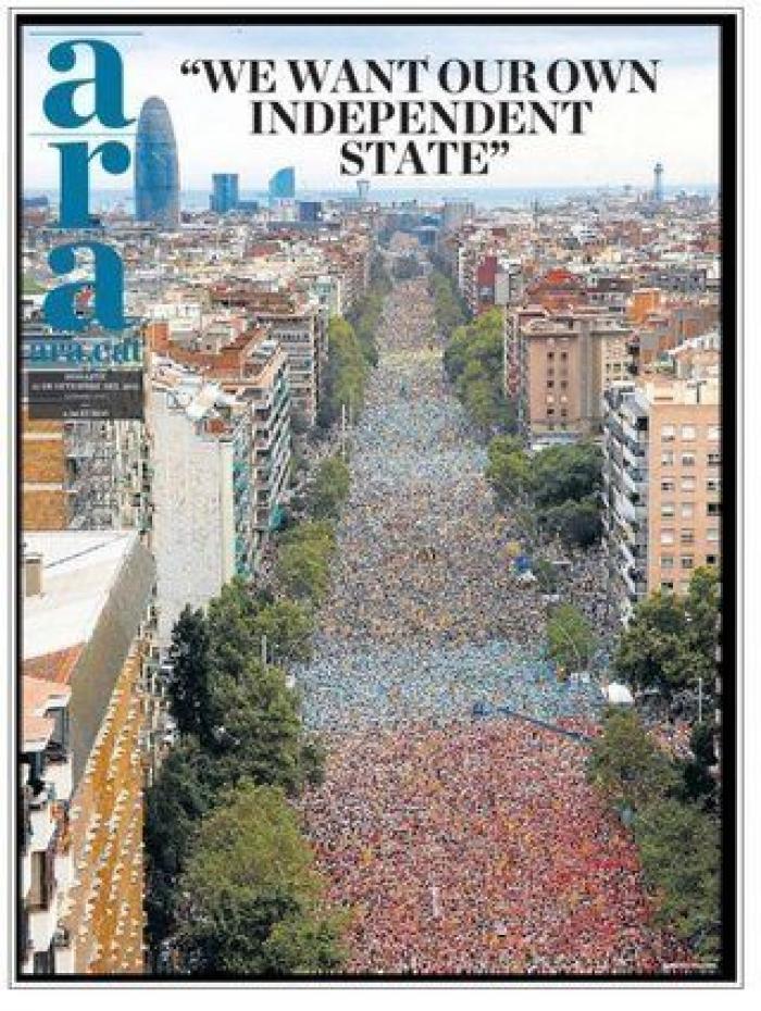 La manifestación de la Diada reúne a tan sólo 150.000 personas, la cifra más baja en la última década