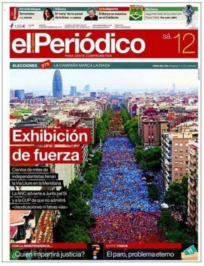 La manifestación de la Diada reúne a tan sólo 150.000 personas, la cifra más baja en la última década