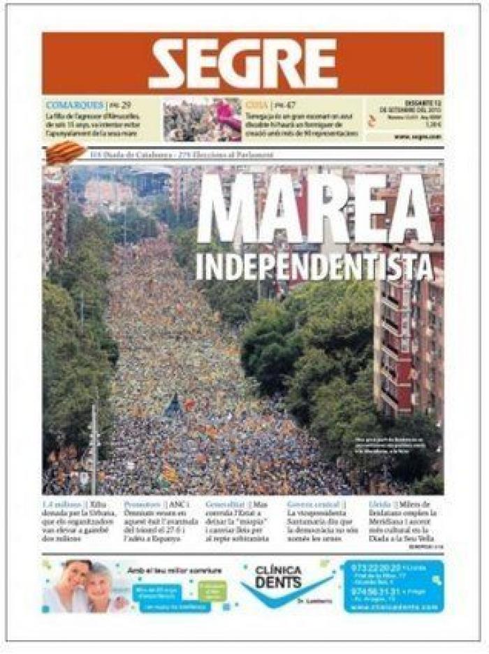 La manifestación de la Diada reúne a tan sólo 150.000 personas, la cifra más baja en la última década