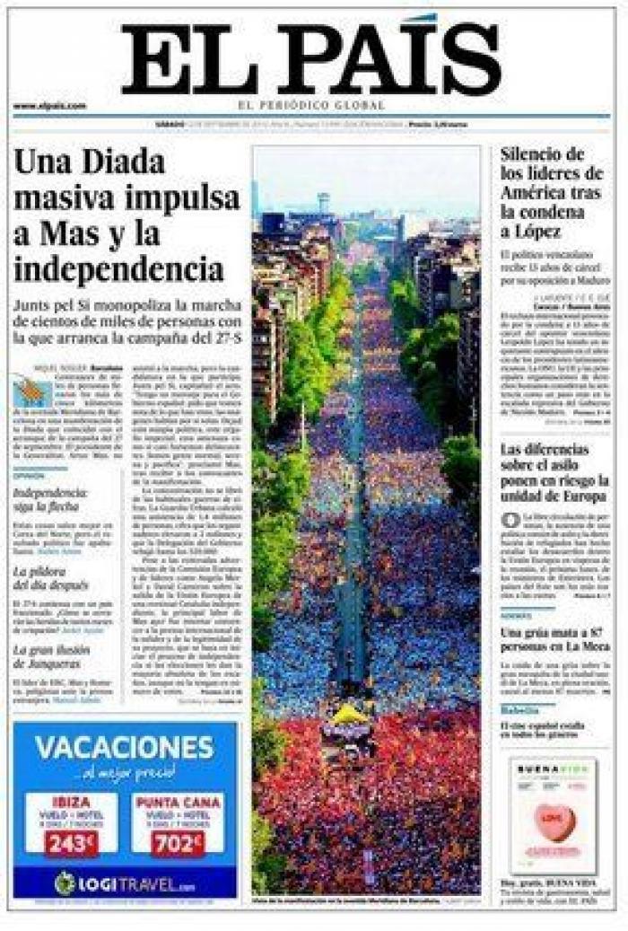 La manifestación de la Diada reúne a tan sólo 150.000 personas, la cifra más baja en la última década