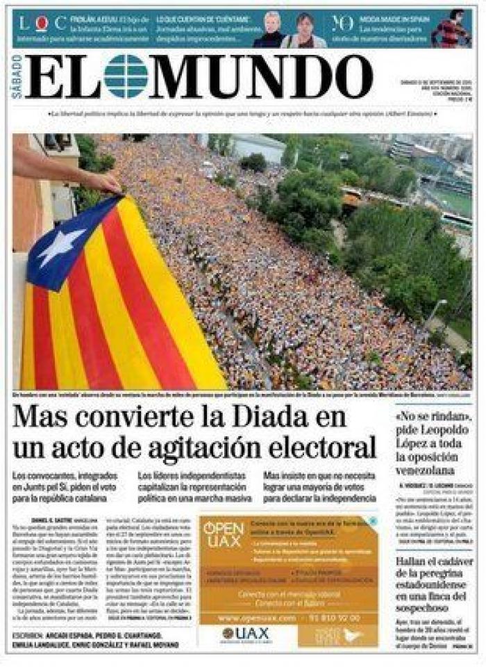 La manifestación de la Diada reúne a tan sólo 150.000 personas, la cifra más baja en la última década