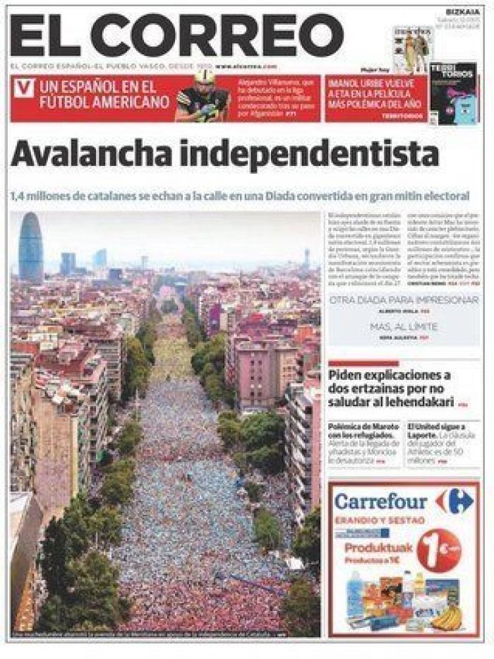 La manifestación de la Diada reúne a tan sólo 150.000 personas, la cifra más baja en la última década
