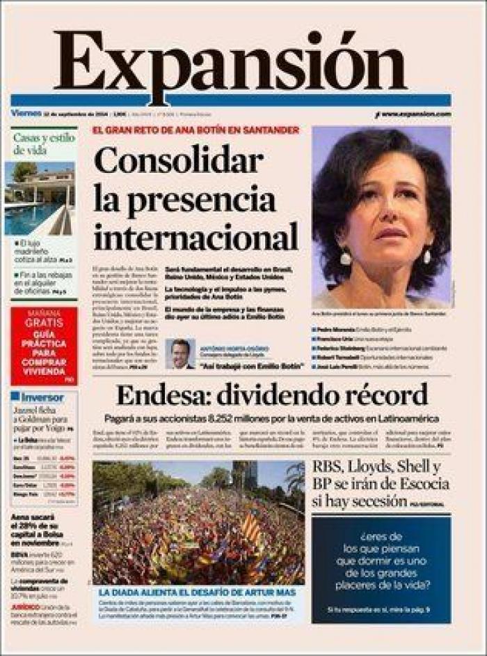 Diada 2014: La 'V' independentista en la prensa nacional... e internacional (FOTOS)