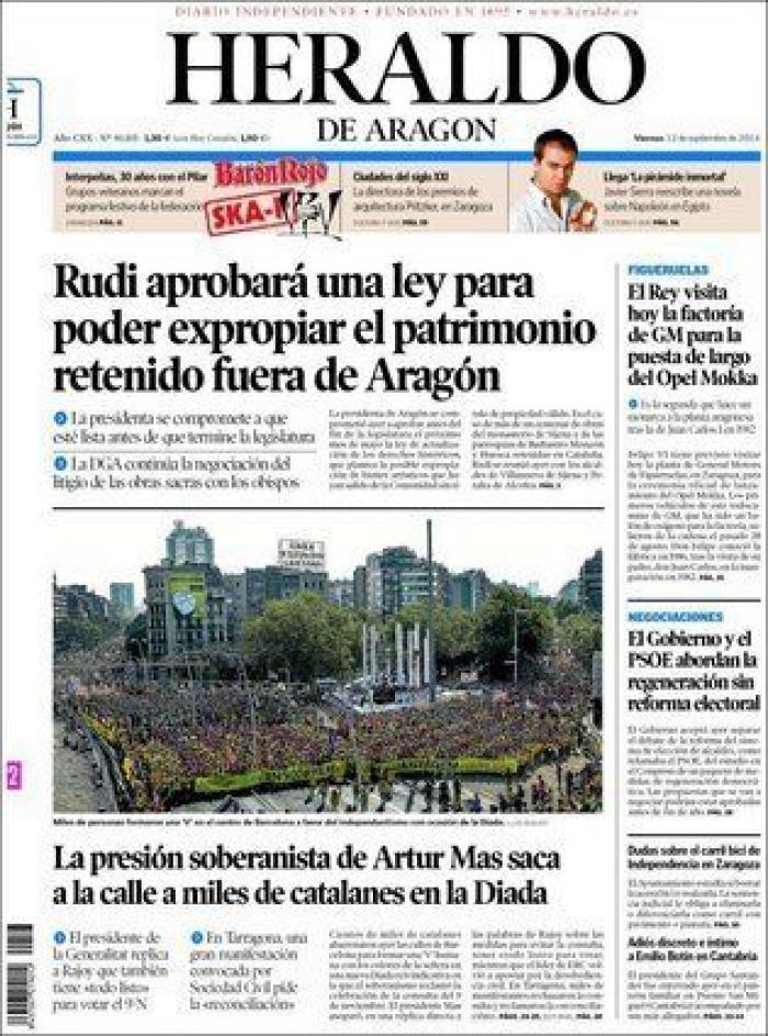 Diada 2014: La 'V' independentista en la prensa nacional... e internacional (FOTOS)