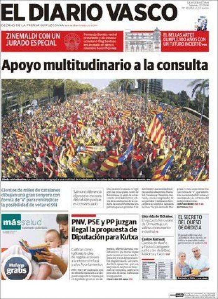 Diada 2014: La 'V' independentista en la prensa nacional... e internacional (FOTOS)
